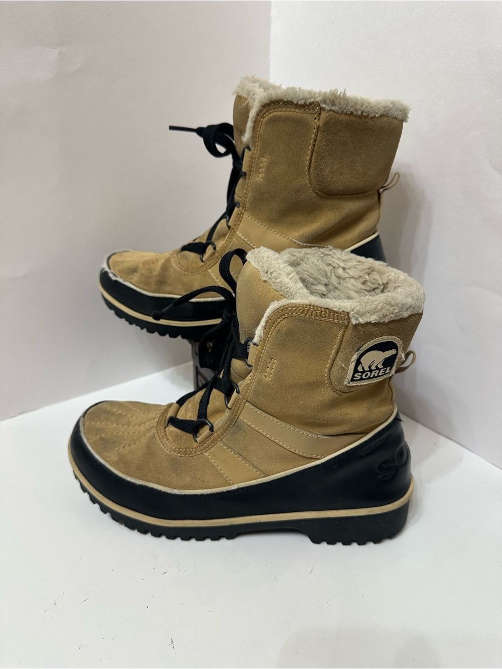 SOREL Tivoli II Women's 8 Tan Suede Waterproof Winter Snow Boots Faux Fur NL2089